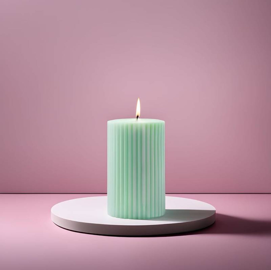 Ribbed Pillar Soy Wax Candle